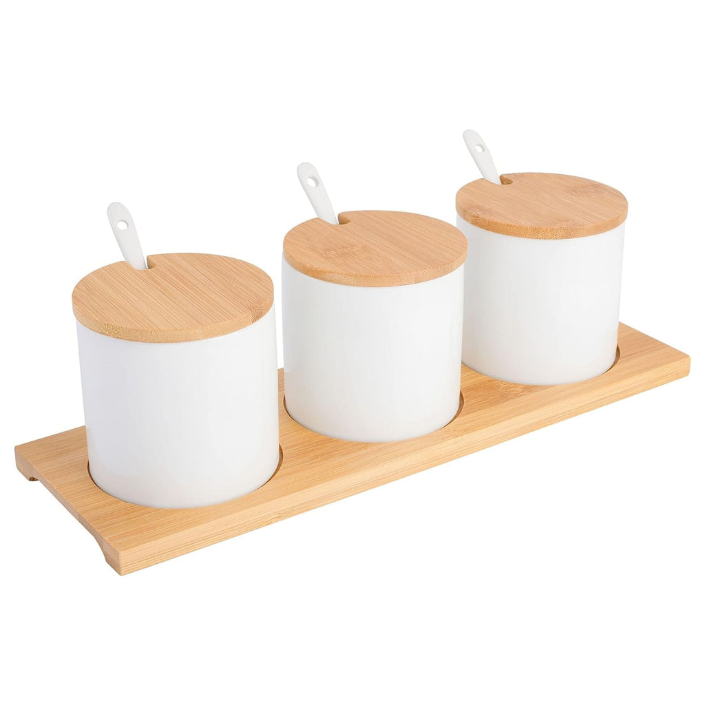 10 Piece Fine Ceramic Condiment Jars with Spoon and Lid