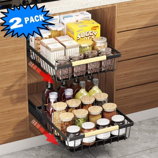 2-pack Container Organizer For Storage Room, Bedroom, Kitchen Cabinet