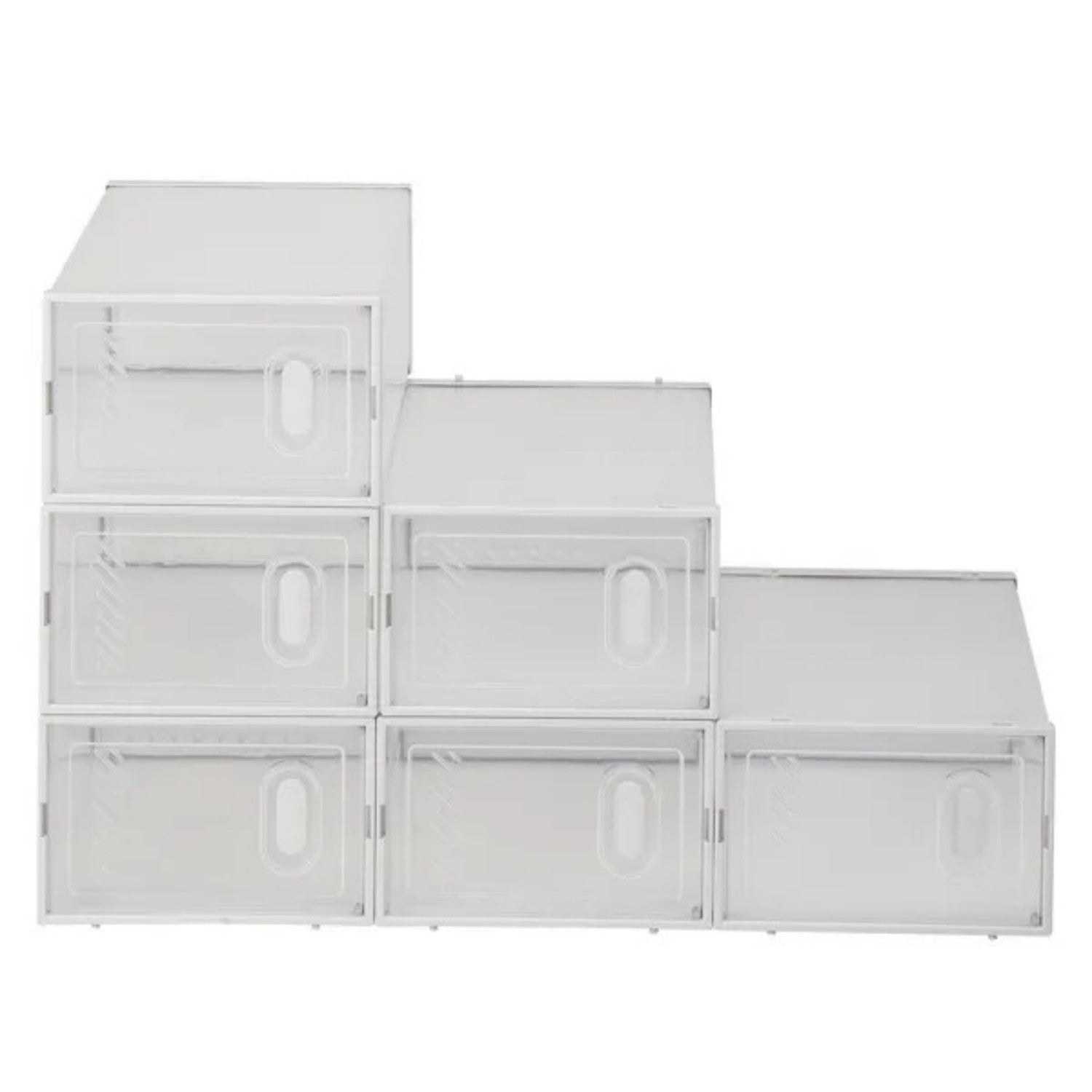 Shoe Storage Boxes 6 Pack Clear Plastic Stackable White