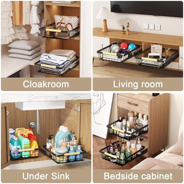2-pack Container Organizer For Storage Room, Bedroom, Kitchen Cabinet
