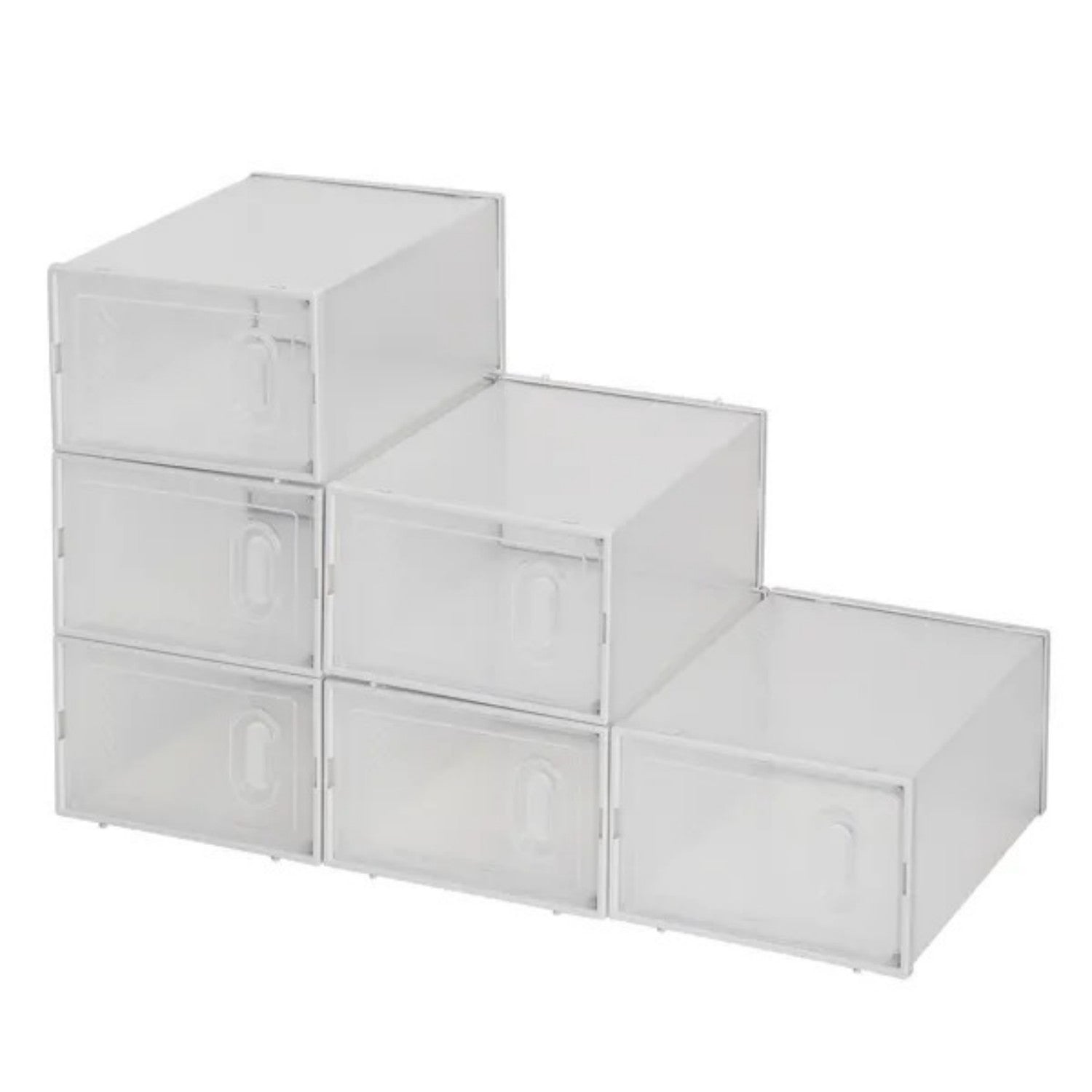 Shoe Storage Boxes 6 Pack Clear Plastic Stackable White