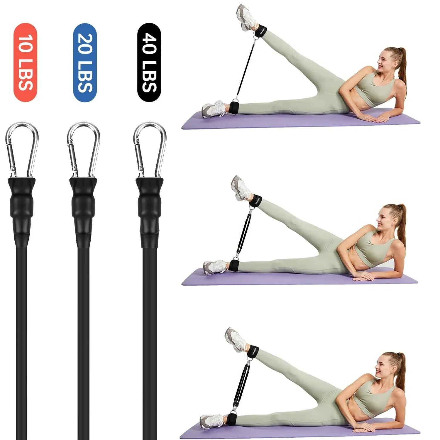 Ankle Resistance Bands Set – 3 Levels for Leg & Butt Training