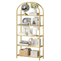 Modern Gold Arched Display Rack with Five Glass Shelves-0