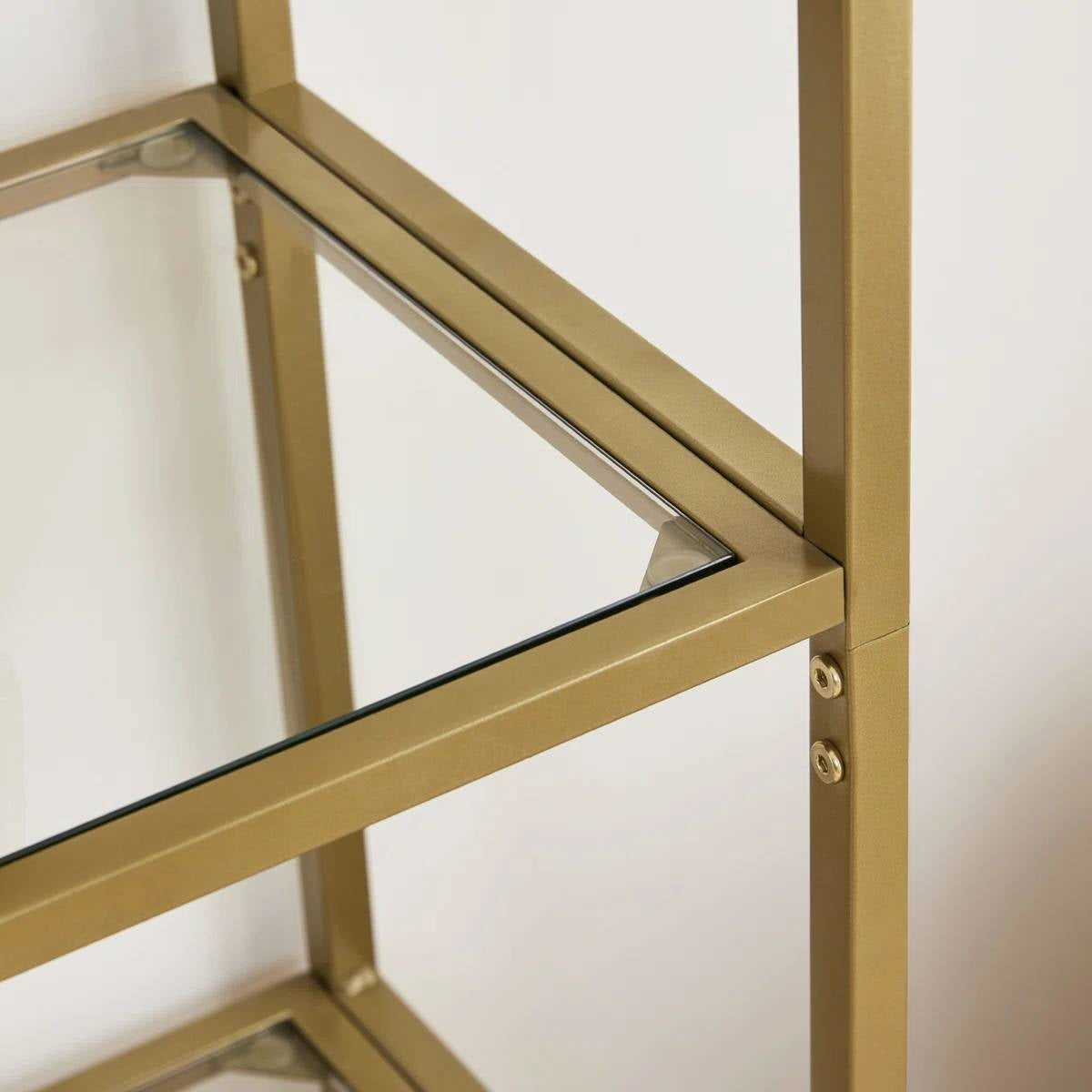 Modern Gold Arched Display Rack with Five Glass Shelves-3