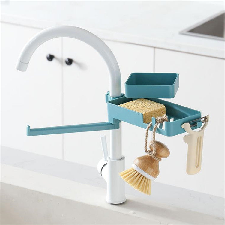 Kitchen Sink Faucet Sponge Holder with Drain Rack