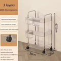 3 Layers Transparent Storage Rack Trolley Acrylic Rolling Cart