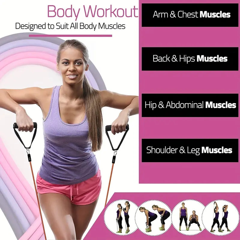 Fitness Resistance Bands Set – 17 Pieces, Medium Tension