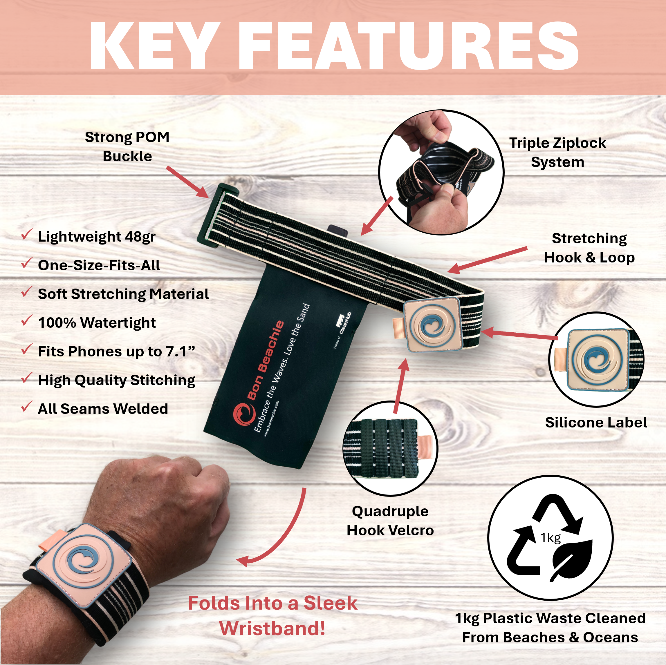 Watertight Wristband Phone Pouch – Waterproof Running Armband